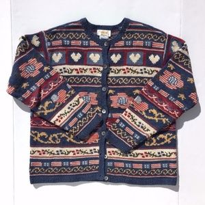 Vintage Cabin Core Fair Isle Cardigan Teacher Sweater sz M